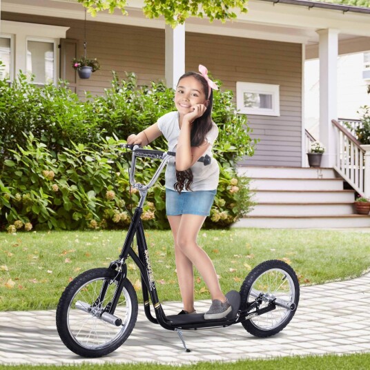 Høydejusterbar barnescooter 16 tommer sort