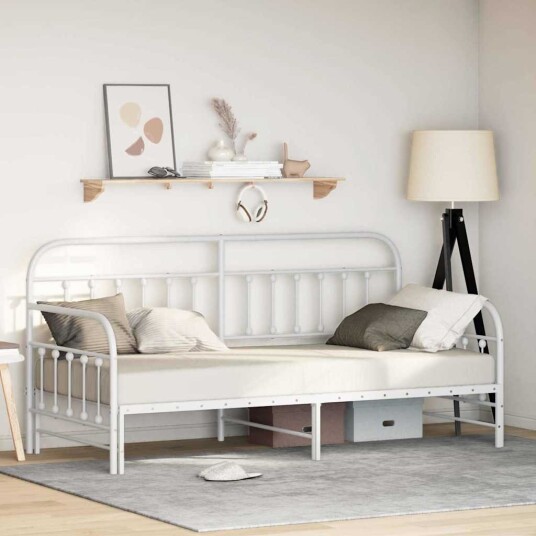 Sengramme med sovebute Hvit 90x200 cm Stål
