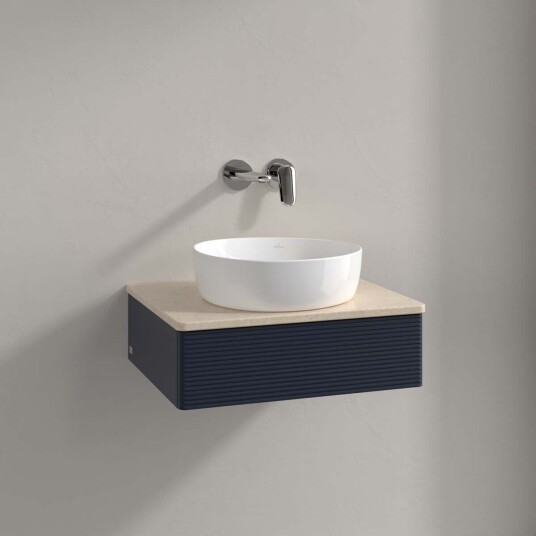 Villeroy & Boch Antao Servantskap med 1 skuff 60x50x19 cm m/lys Blå Matt/Crème Villeroy & Boch Antao Servantskap med 1 skuff 60x50x19 cm m/lys Blå Matt/Crème