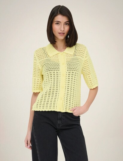 JDY Jdyrobin 2/4 Collar Cardigan Knt Noos Yellow XS