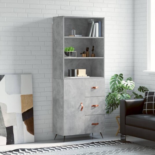 vidaXL Highboard betong grå 69,5x34x180 cm konstruert tre 8720845927844 vidaXL Highboard betong grå 69,5x34x180 cm konstruert tre 8720845927844