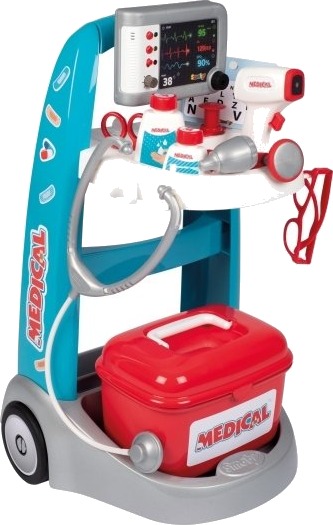 Smoby Smoby Elektronisk Medisinsk Vogn Med 16 Tilbehør Smoby Smoby Elektronisk Medisinsk Vogn Med 16 Tilbehør