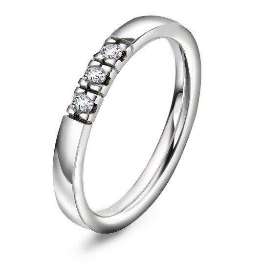Pan Jewelry, Lady alliansering i 585 hvitt gull med diamant 0,15 ct