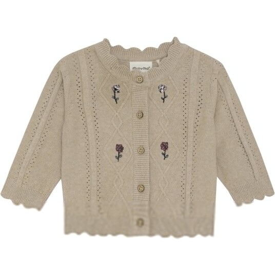 Minymo Beige Melange Cardigan Strikk 68 Minymo Beige Melange Cardigan Strikk 68