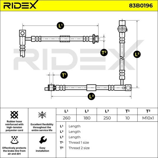RIDEX 83B0196 Bremseslange