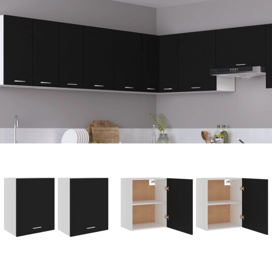vidaXL Hengende skap 2 stk svart 50x31x60 cm sponplate vidaXL Hengende skap 2 stk svart 50x31x60 cm sponplate