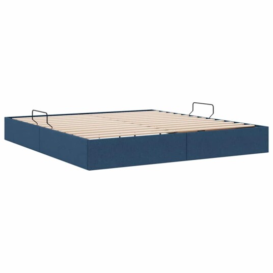 Seng med Oppbevaring med madrass Blå 160 x 200 cm stoff