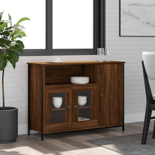 vidaXL Skjenk brun eik 100x35x75 cm konstruert tre