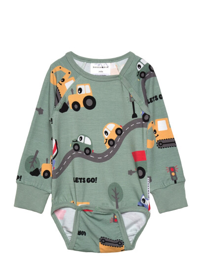 Geggamoja Bamboo Body L.s Beige Panda - Green - 74/80