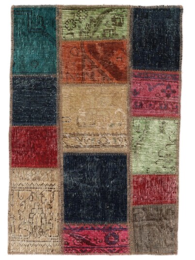 Håndknyttet. Opphav: Persia / Iran Patchwork Teppe 60x90
