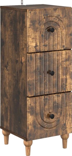 vidaXL Skuffeskap Røkt Eik 33 x 34,5 x 90 cm Konstruert tre
