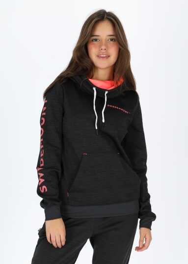 Swedemount Training Logo Hood W Charcoal Melange/New Pink 38 Hoodies