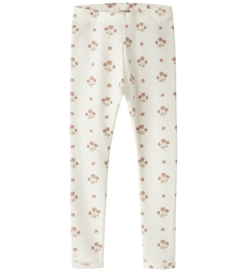 Lil" Atelier Leggings NmfLayo Coconut Melk/Flower Rosa Lil Atelier 2 år 92 Leggings Hvit