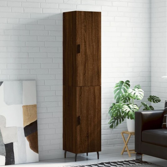 vidaXL Highboard brun eik 34,5x34x180 cm konstruert tre 8720845482305