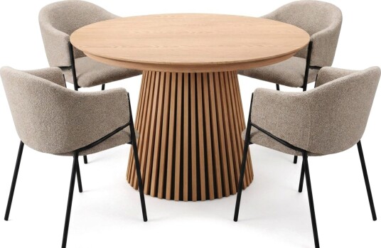 Spisegruppe Bark Peyra 120 220 cm Eik Taupe bouclé Spisegruppe Bark Peyra 120 220 cm Eik Taupe bouclé