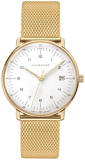 Junghans Dameklokke 47/7452.46 Max Bill Ladies Hvit/Gulltonet stål