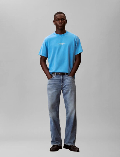 Calvin Klein Jeans Ss 20S Acid Wash Graphic Crewnk   Blue   XXL