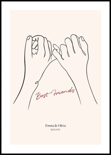 Personalized Friendship Line Art Plakat Plakat / 40x50cm