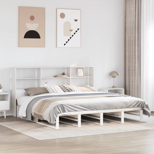  Seng med bokhylle uten madrass hvit 180x200 cm heltre 8721158627179