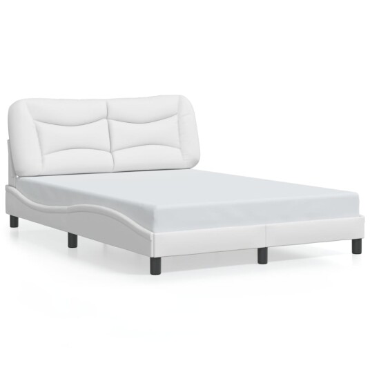 Sengeramme med LED-lys hvit 140x200 cm kunstig lær 8721012356504