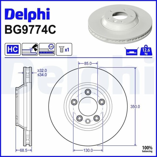 Bremseskive DELPHI BG9774C Bremseskive DELPHI BG9774C