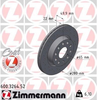 ZIMMERMANN 600.3264.52 Bremseskive ZIMMERMANN 600.3264.52 Bremseskive