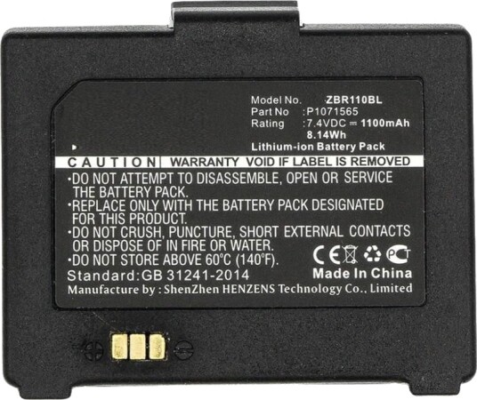 Coreparts Skriverbatteri Tilsvarer: Zebra Zq110 Zebra P1071566 Litiumion 1100 Mah 8.14 Wh Svart MBXPR-BA043