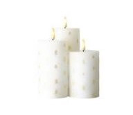 Sirius Home Sille Genopladelig Bloklys   Hvid/Guld 3 Stk