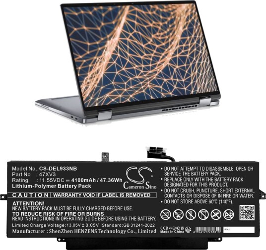 Batteri til DELL Latitude 9330 etc