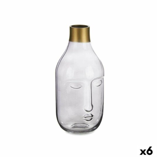 Gift Decor Vase Ansikt Grå Glass 11 X 24,5 X 12 Cm (6 Enheter)