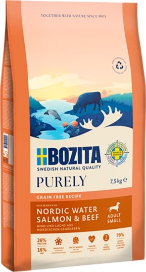 Purely Tørrfôr Adult Bozita Dog Small Grain Free Laks Og Storfekjøtt 2 X 7.5 kg
