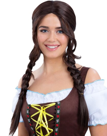 Smiffys Bavarian Tjenestepike Brun Parykk med Fletter Smiffys Bavarian Tjenestepike Brun Parykk med Fletter