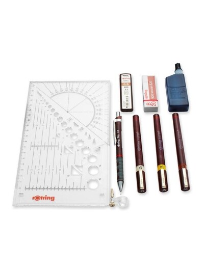 Rotring rOtring Isograph Fineliner Pen & Pencil College Set 3 Technical Pens .25mm .35mm .5mm and Mechanical Pencil .5mm + Accessories Rotring rOtring Isograph Fineliner Pen & Pencil College Set 3 Technical Pens .25mm .35mm .5mm and Mechanical Pencil .5mm + Accessories
