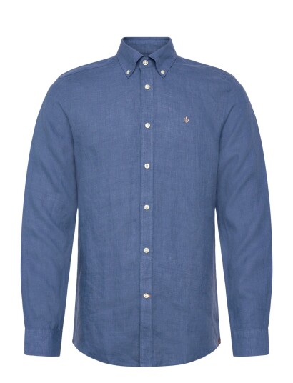 Morris Douglas Linen Shirt Classic Fit   Blue   L