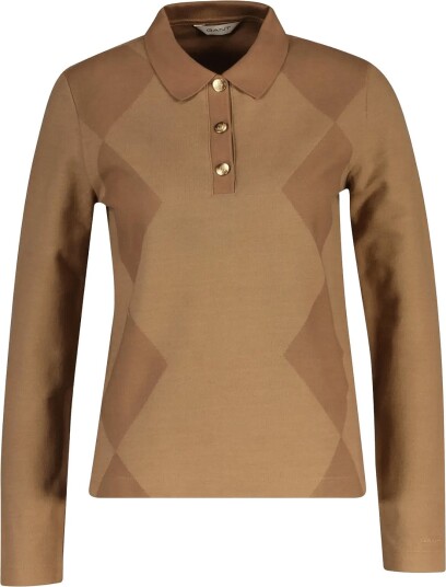 Gant Reg Argyle Ls Pique Polo Brown XL