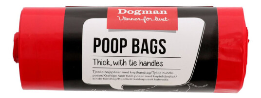 Dogman Bæsjposer 50-pakk - Slitesterke med Knytehåndtak Rød