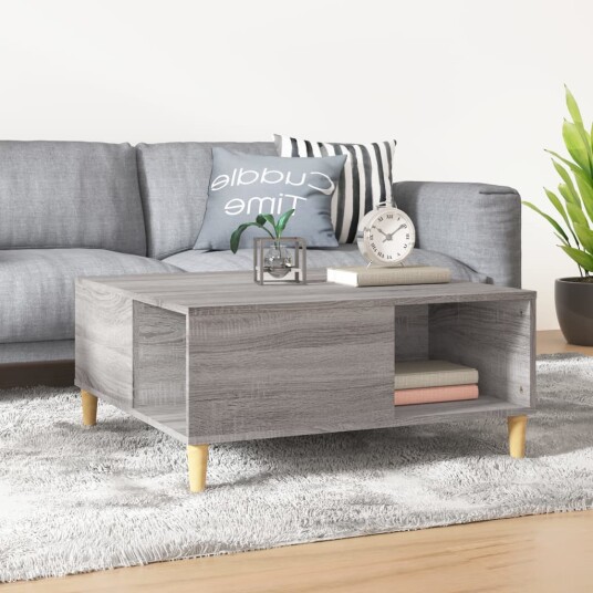 vidaXL Salongbord grå sonoma 80x80x36,5 cm konstruert tre