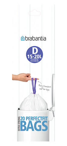 Avfallsposer D, 15L (20 poser/rull) White