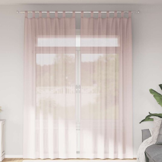Voile gardiner med stanglommer 2 stk lyserosa 8721158552068