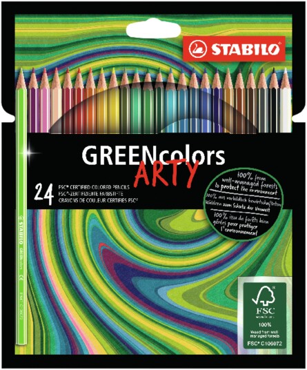 STABILO Arty GREENcolors FSC-certified colored pencil cardboard wallet of 24 pens