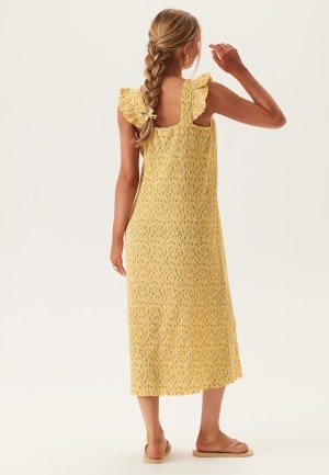 Pieces Pcflora Strap Flounce Dress Pale Banana Aop:small Flower XS