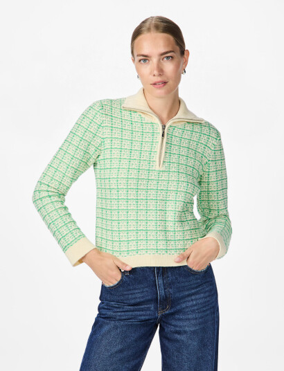 YAS Yasliviana Ls Knit Zip Pullover - Green - XS