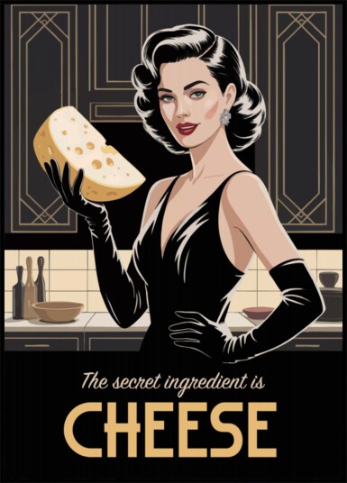 Retro Glamour Cheese Plakat / 100x150