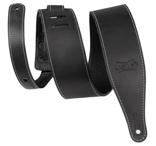 Levy"s M17BAS-B 2.5” Wide Butter Leather Guitar Strap - Black Color