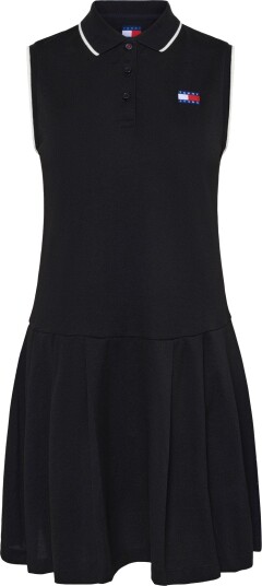 Tommy Jeans Tjw Badge Pleated Sl Pique Dress Black XL