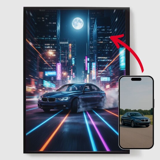 Personalisert Plakat   Bilfartsscene   AI Plakat