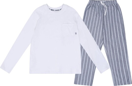 Mango Striped Pyjama Set - WHITE - 116