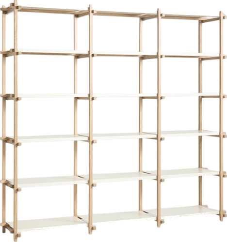 HAY Woody Shelving 2.0 Bokhylle Stor Mandel Hvit/Stål HAY Woody Shelving 2.0 Bokhylle Stor Mandel Hvit/Stål