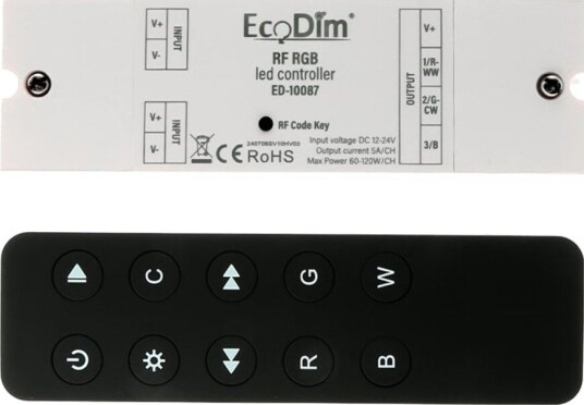 EcoDim ED 10087 LED kontroller med fjernkontroll RGB 24V DC