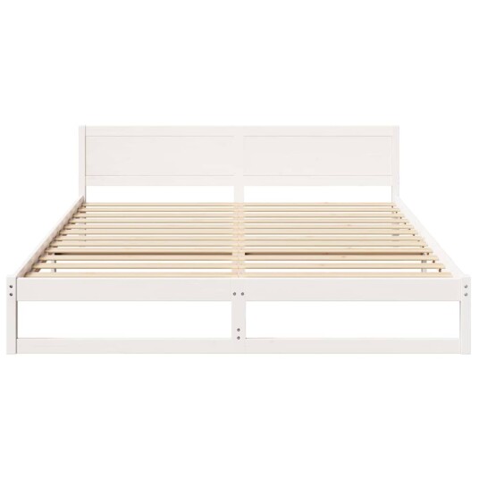  Sengestamme med hodegjerde Hvit 200 x 200 cm Massivt furutre